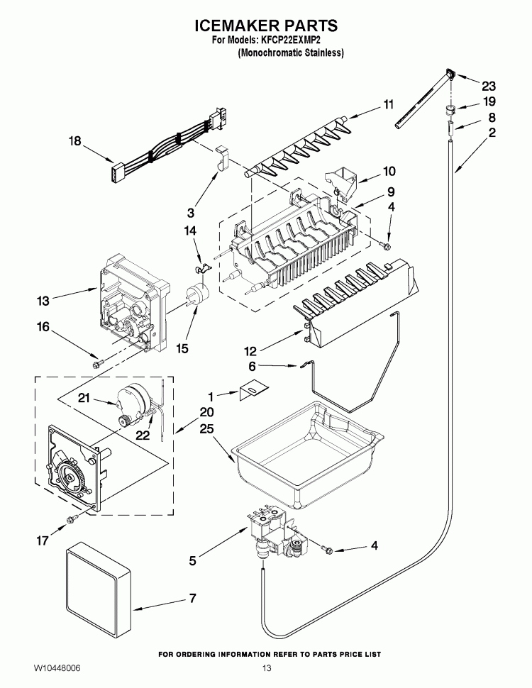 ICEMAKER PARTS Diagram and Parts List for KFCP22EXMP2  KitchenAid Refrigerator