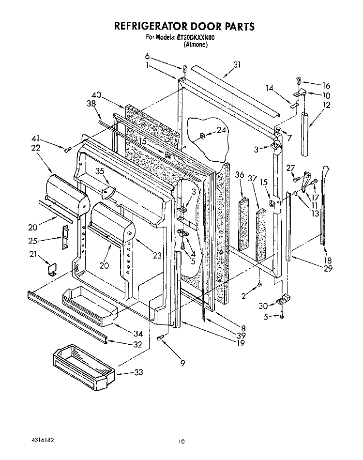 REFRIGERATOR DOOR Diagram and Parts List for ET20DKXXN00  Whirlpool Refrigerator