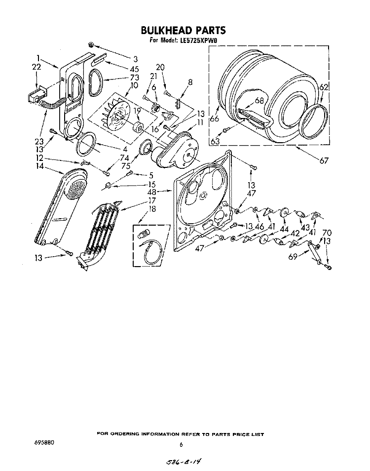 SECTION Diagram and Parts List for LE5725XPW0  Whirlpool Dryer