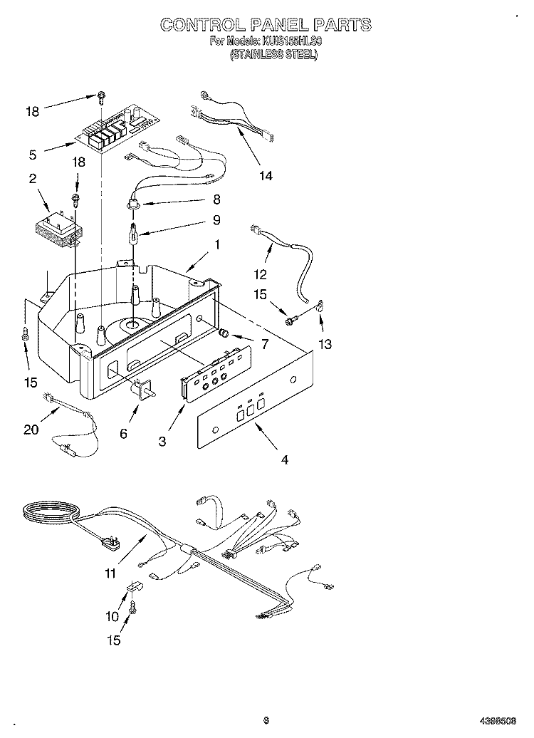 CONTROL PANEL Diagram and Parts List for KUIS155HLS0  KitchenAid Ice Maker