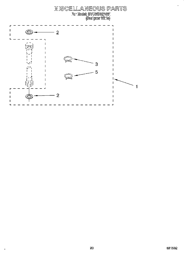 MISCELLANEOUS, LIT/OPTIONAL Diagram and Parts List for BYCWD6274W1  Crosley Washer Dryer Combo