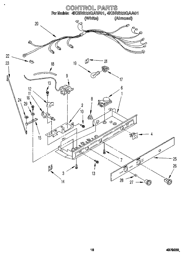 CONTROL Diagram and Parts List for 4KSRS22QAA01  KitchenAid Refrigerator