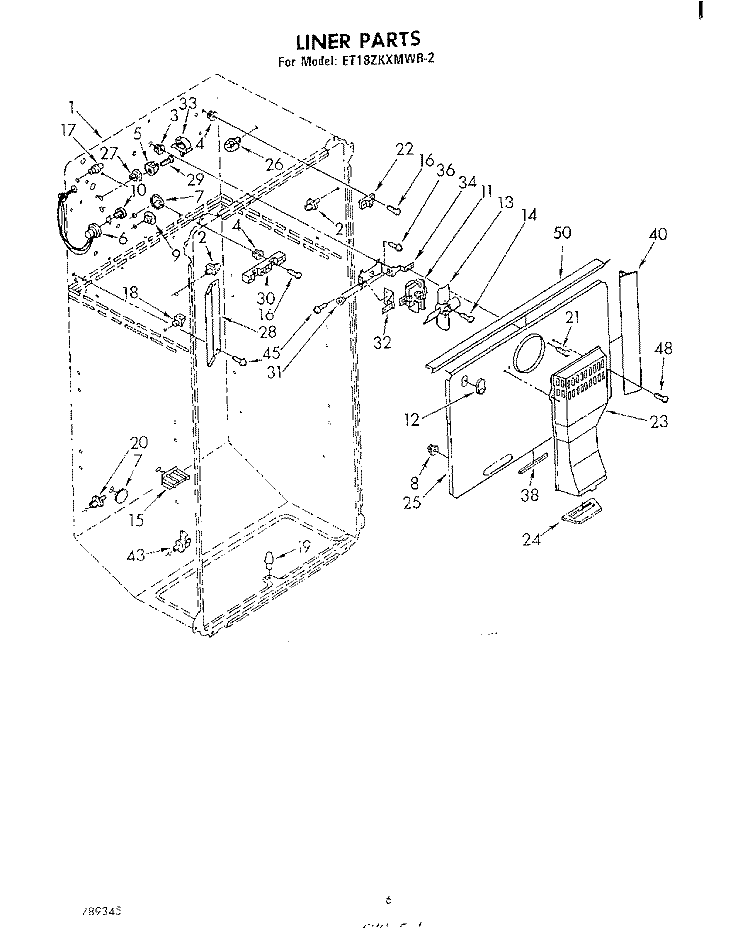 LINER Diagram and Parts List for ET18ZKXMWR2  Whirlpool Refrigerator