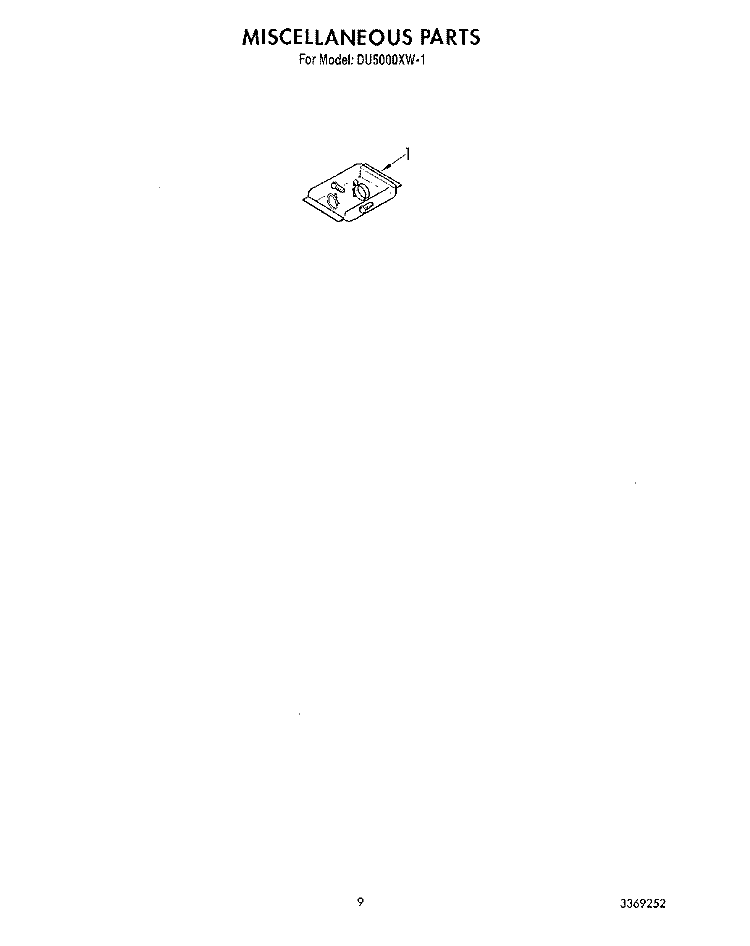 MISCELLANEOUS, LIT/OPTIONAL Diagram and Parts List for DU5000XW1  Whirlpool Dishwasher