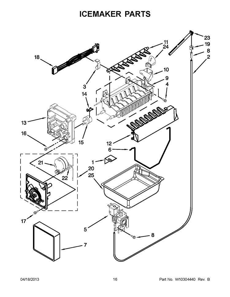 ICEMAKER PARTS Diagram and Parts List for GX5FHDXVY03  Whirlpool Refrigerator