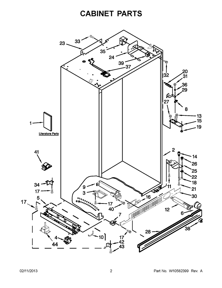 CABINET PARTS Diagram and Parts List for KSSO42FTX17  KitchenAid Refrigerator