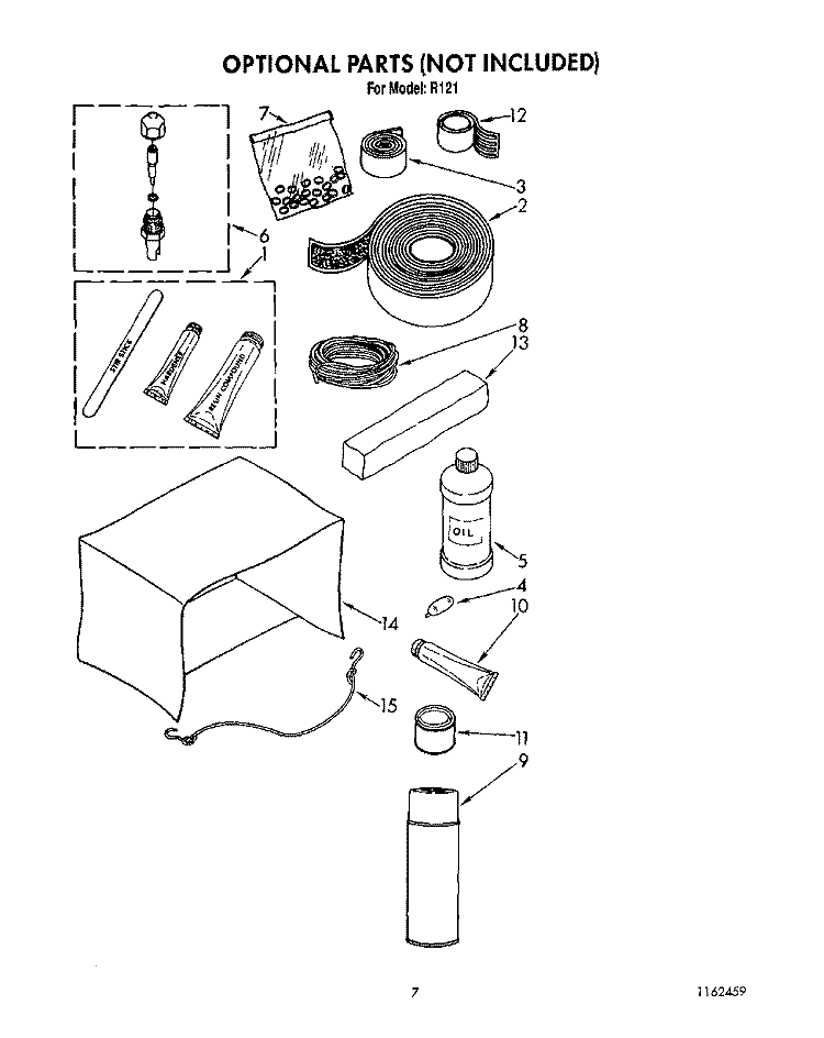 OPTIONAL Diagram and Parts List for R121  Whirlpool Air Conditioner