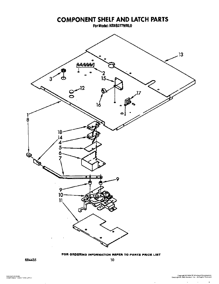 COMPONENT SHELF AND LATCH Diagram and Parts List for KEBS277WBL0  KitchenAid Wall Oven