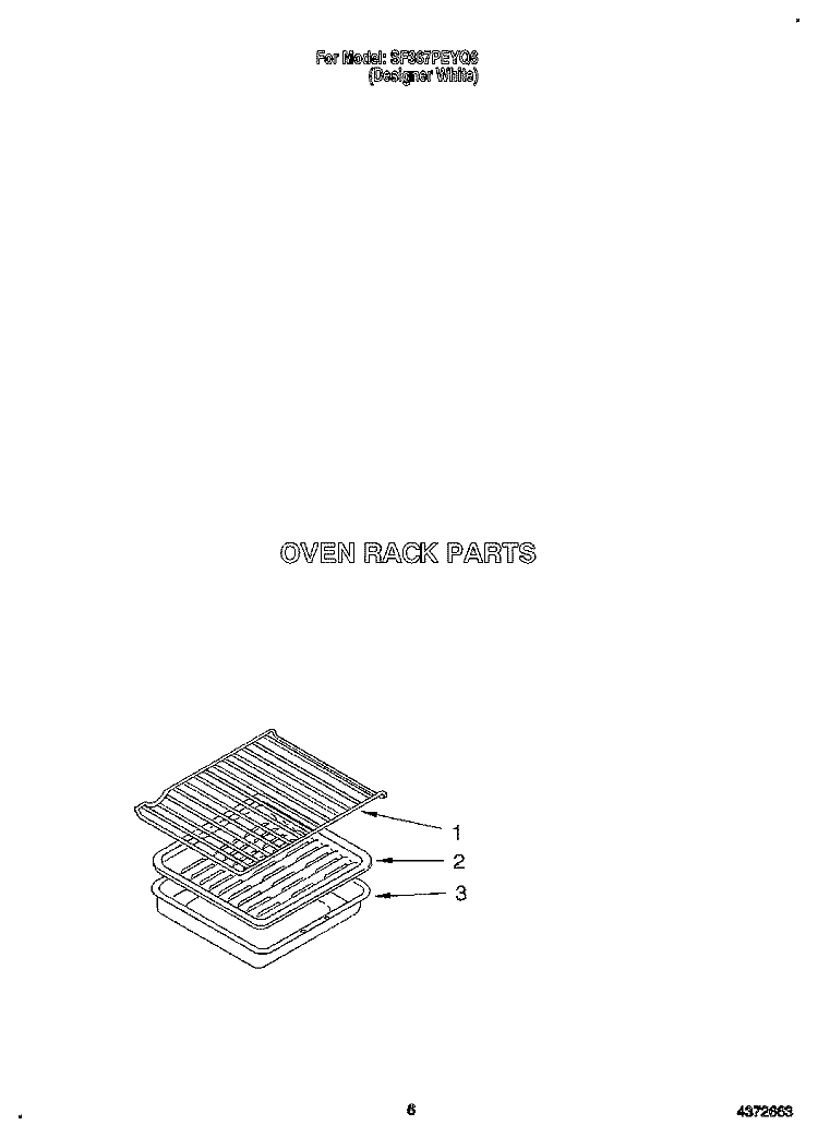 OVEN RACK, LITERATURE Diagram and Parts List for SF367PEYQ6  Whirlpool Range