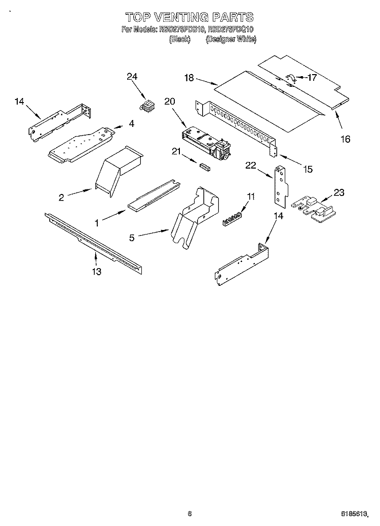 TOP VENTING, OPTIONAL Diagram and Parts List for RBD276PDQ10  Whirlpool Wall Oven