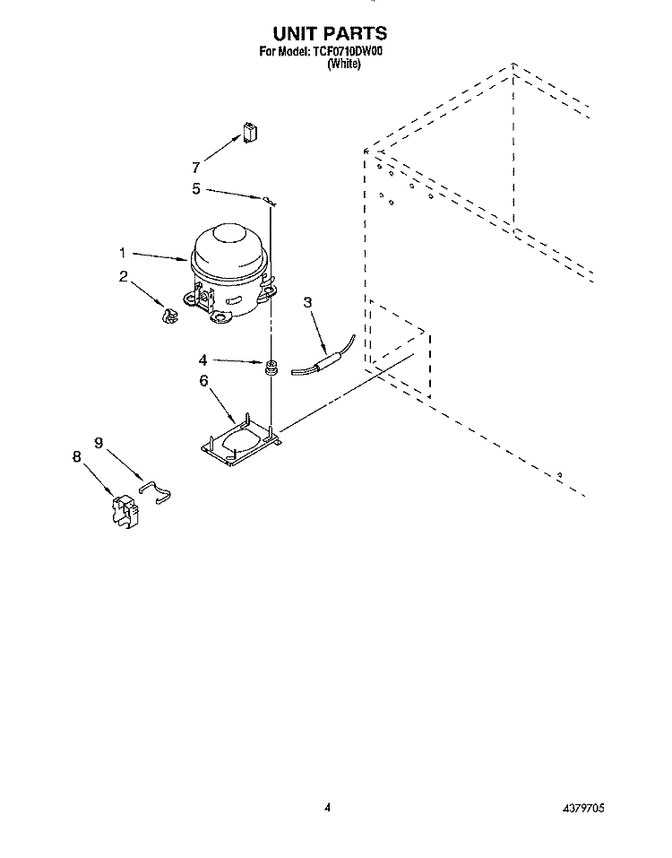 SECTION Diagram and Parts List for TCF1510DW00  Whirlpool Freezer