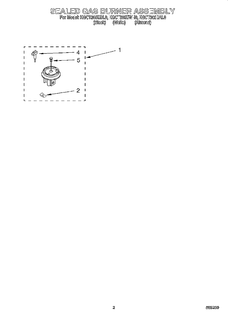 SECTION Diagram and Parts List for KGCT305EWH0  KitchenAid Cooktop