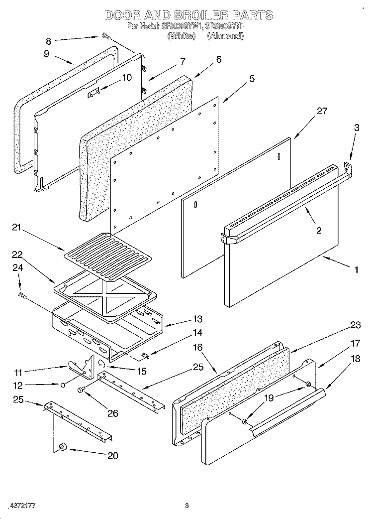 SECTION Diagram and Parts List for SF3000SYW1  Whirlpool Range
