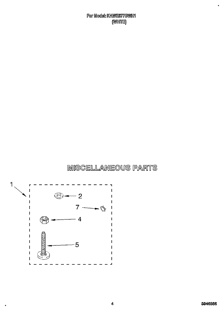 MISCELLANEOUS Diagram and Parts List for KAWE677BWH1  KitchenAid Washer