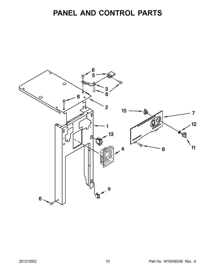 PANEL AND CONTROL PARTS Diagram and Parts List for TU950QPXS2  Whirlpool Trash Compactor