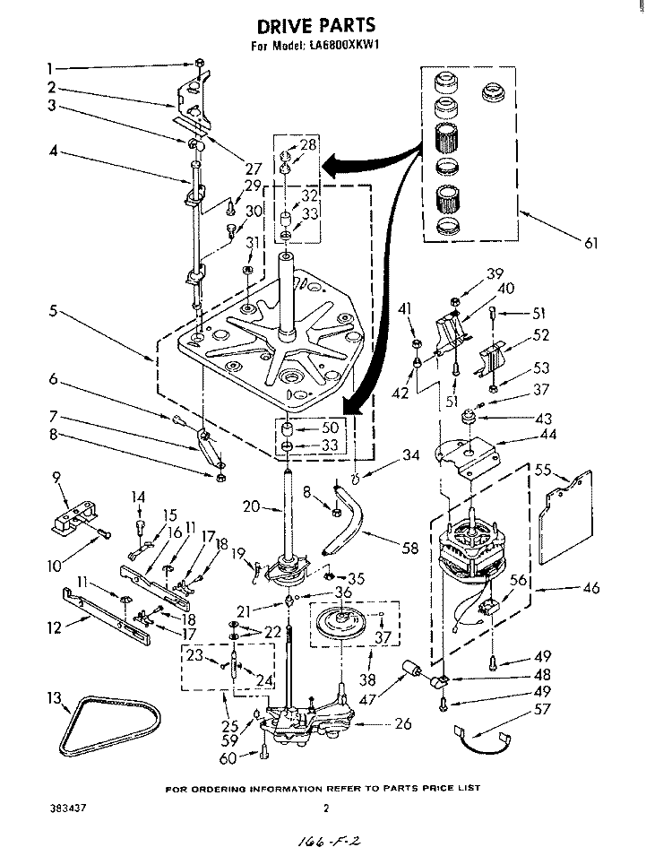 DRIVE Diagram and Parts List for LA6800XKW1  Whirlpool Washer