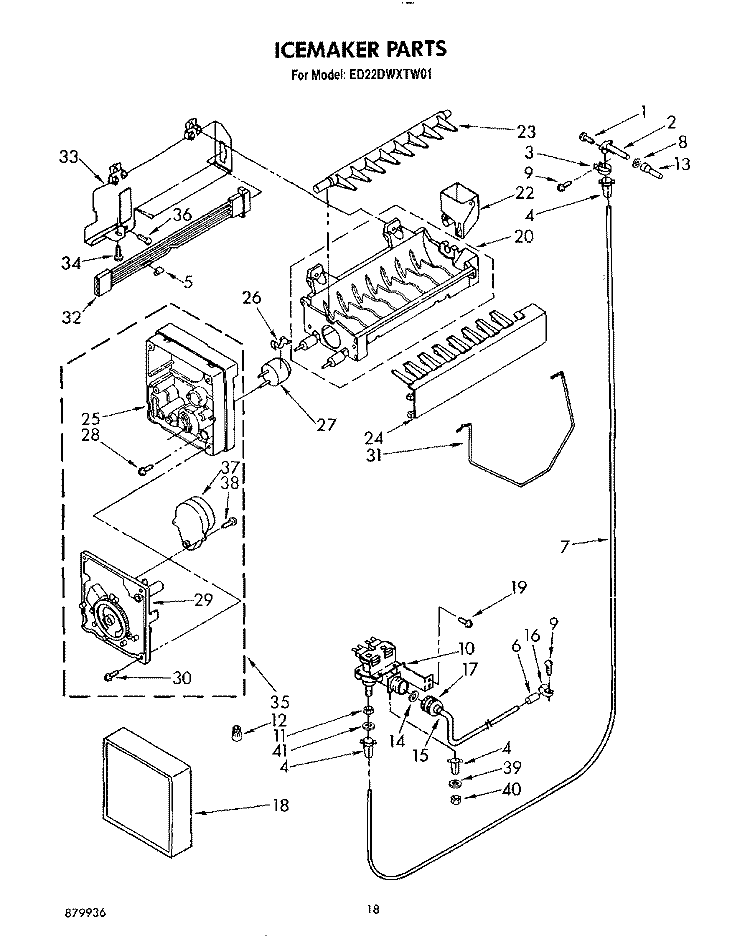 ICEMAKER, LIT/OPTIONAL Diagram and Parts List for ED22DWXTG01  Whirlpool Refrigerator