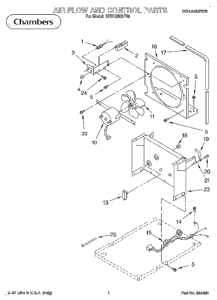 SECTION Diagram and Parts List for BPDH2500FS0  KitchenAid Dehumidifier