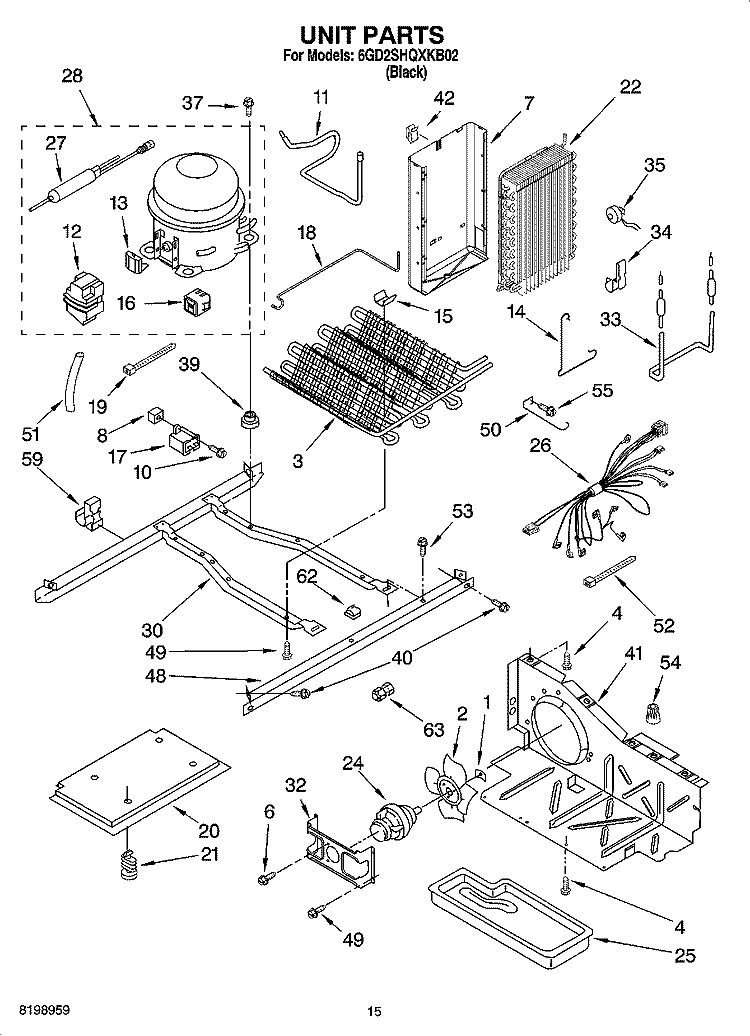 UNIT PARTS Diagram and Parts List for 6GD2SHQXKB02  Whirlpool Refrigerator