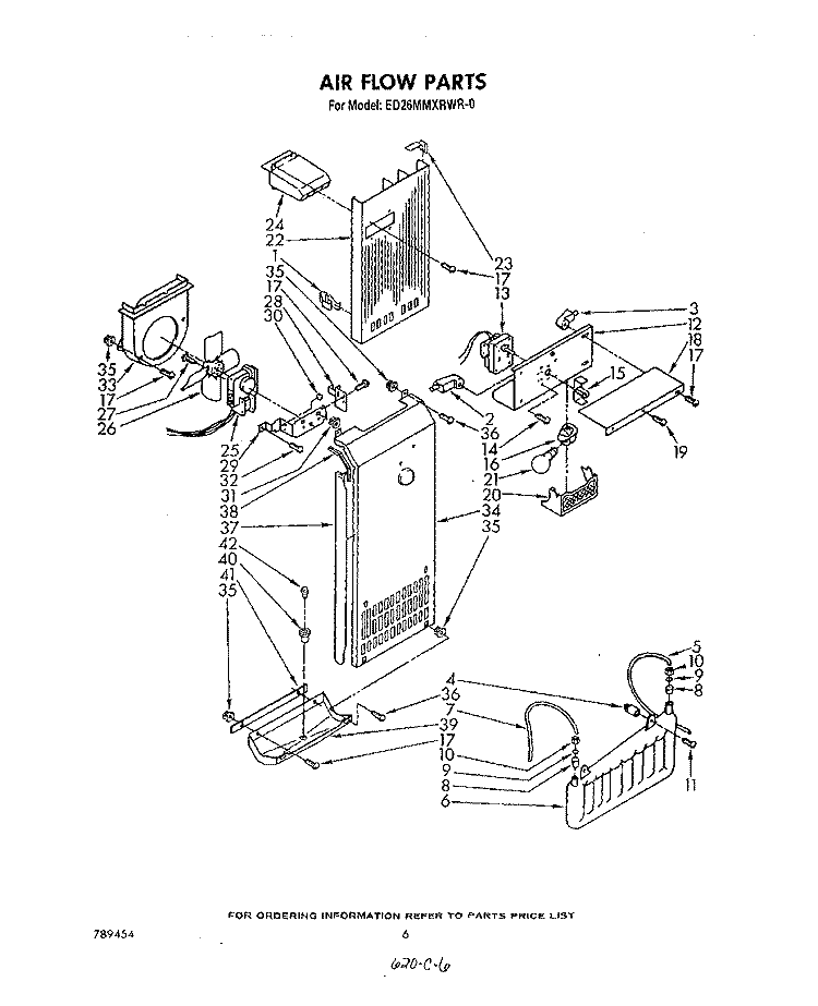 AIRFLOW Diagram and Parts List for ED26MMXRWR0  Whirlpool Refrigerator