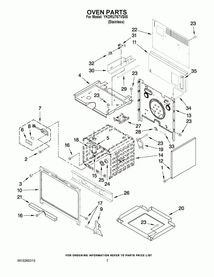 OVEN PARTS Diagram and Parts List for YKDRU767VS00  KitchenAid Range