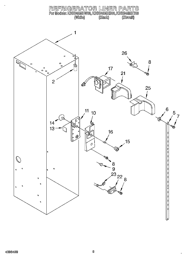 REFRIGERATOR LINER Diagram and Parts List for KSSS48MHT00  KitchenAid Refrigerator