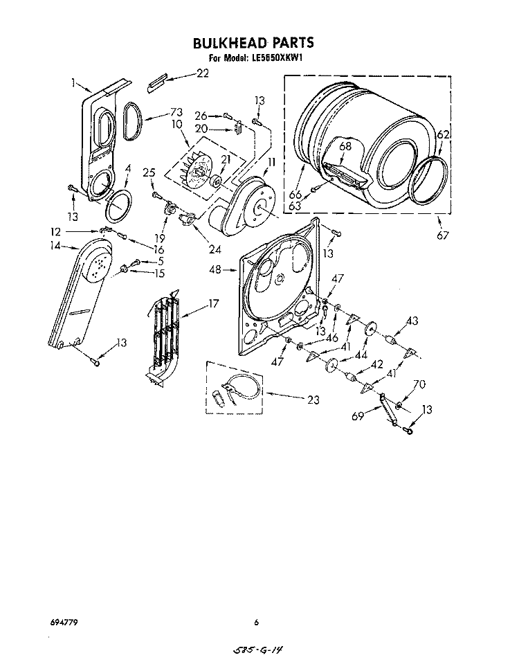 SECTION Diagram and Parts List for LE5650XKW1  Whirlpool Dryer