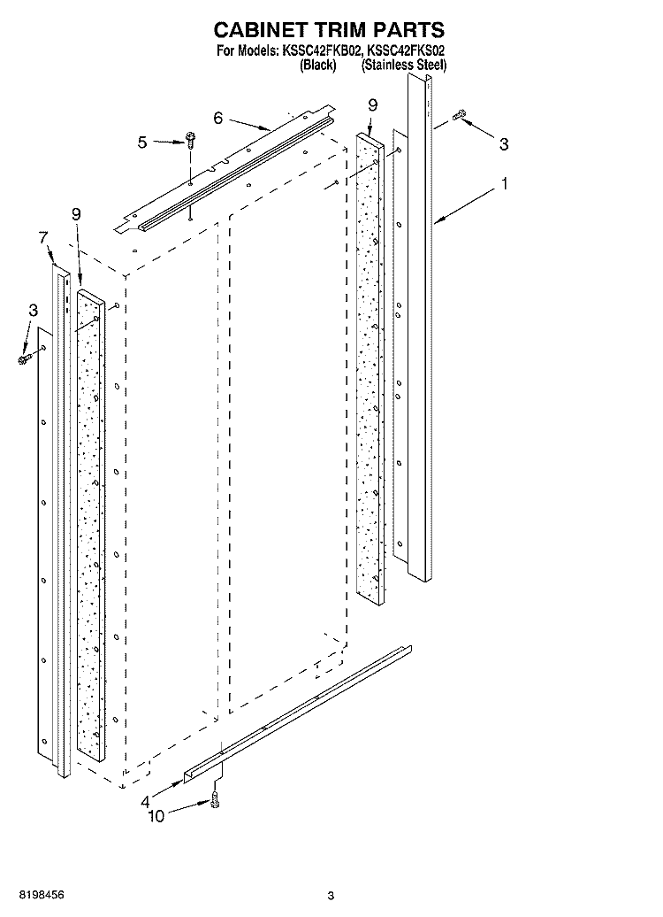CABINET TRIM PARTS Diagram and Parts List for KSSC42FKS02  KitchenAid Refrigerator