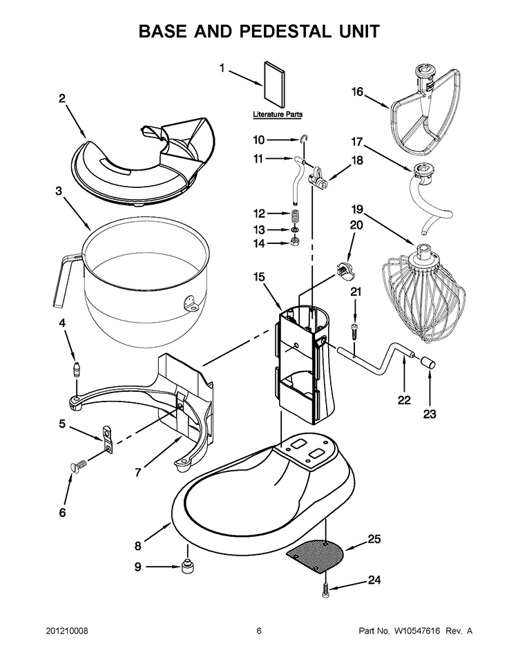 BASE AND PEDESTAL UNIT Diagram and Parts List for 5KSM7590ZER0  KitchenAid Mixer