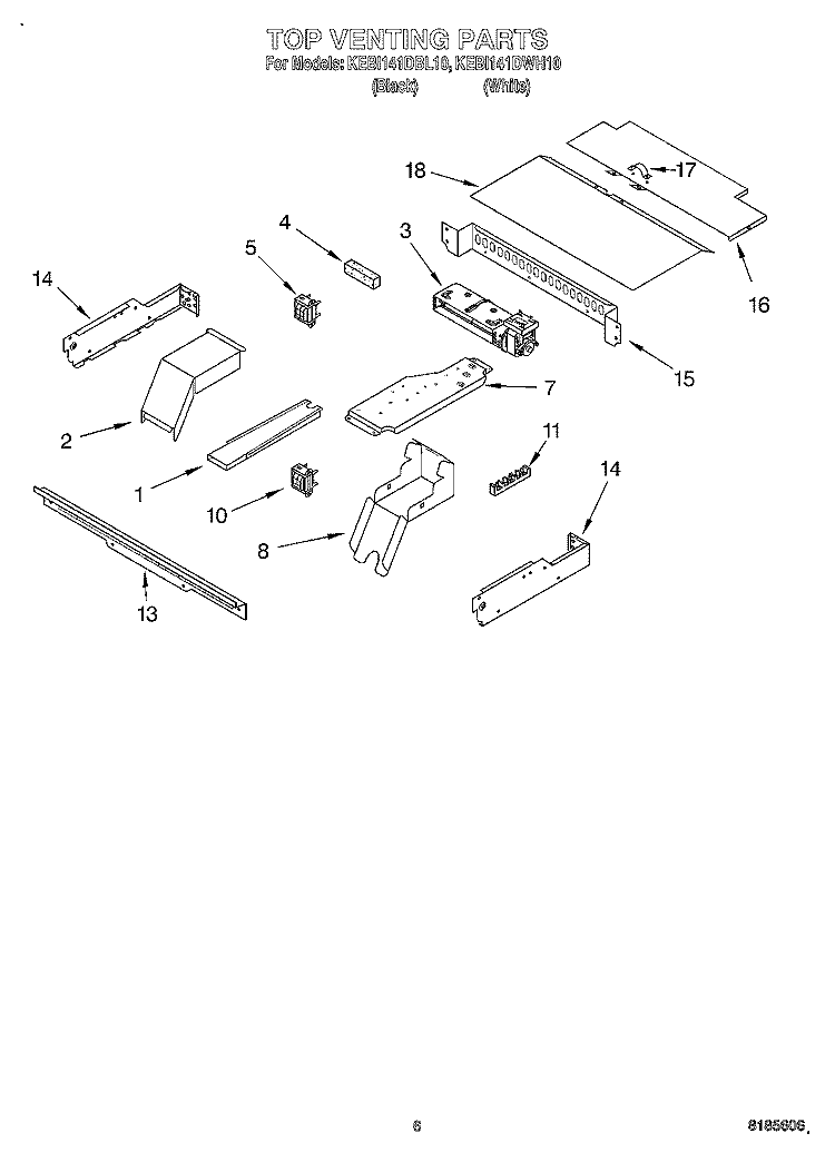 TOP VENTING, OPTIONAL Diagram and Parts List for KEBI141DBL10  KitchenAid Wall Oven