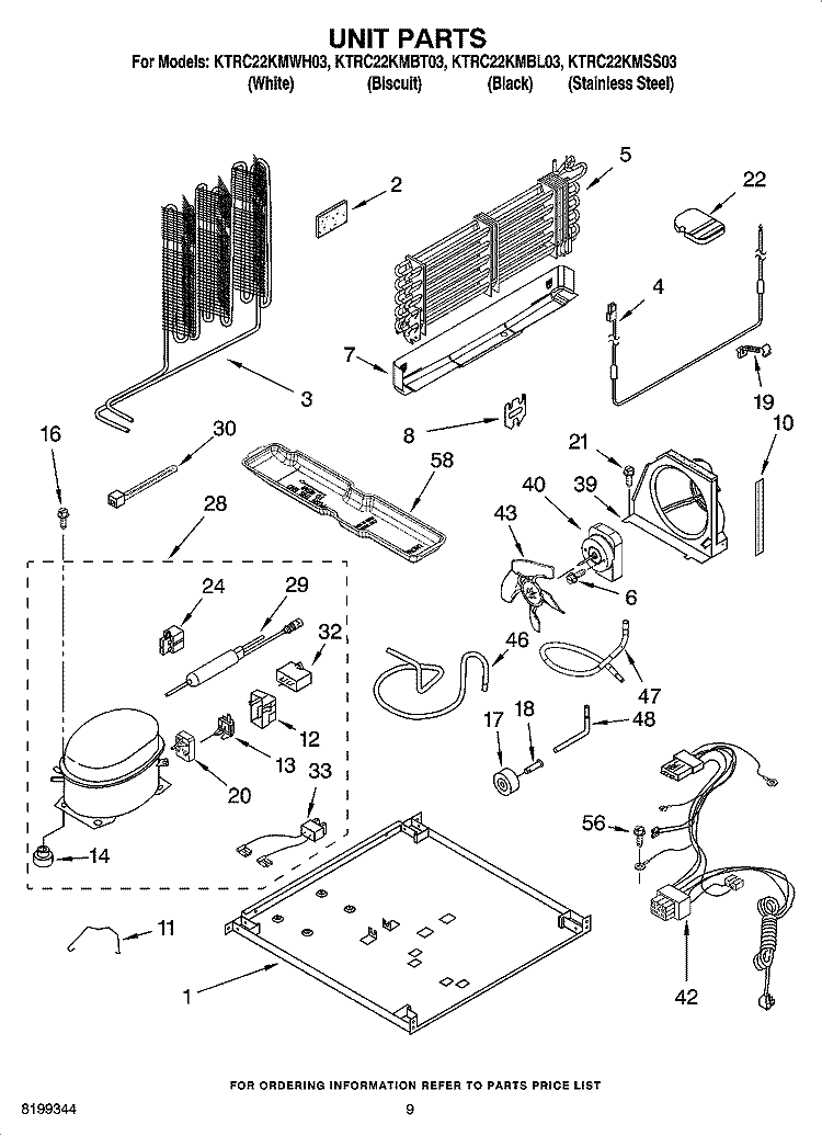 UNIT PARTS Diagram and Parts List for KTRC22KMBT03  KitchenAid Refrigerator