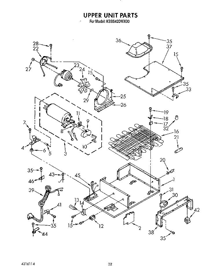 UPPER UNIT, LIT/OPTIONAL Diagram and Parts List for KSSS42DWX00  KitchenAid Refrigerator