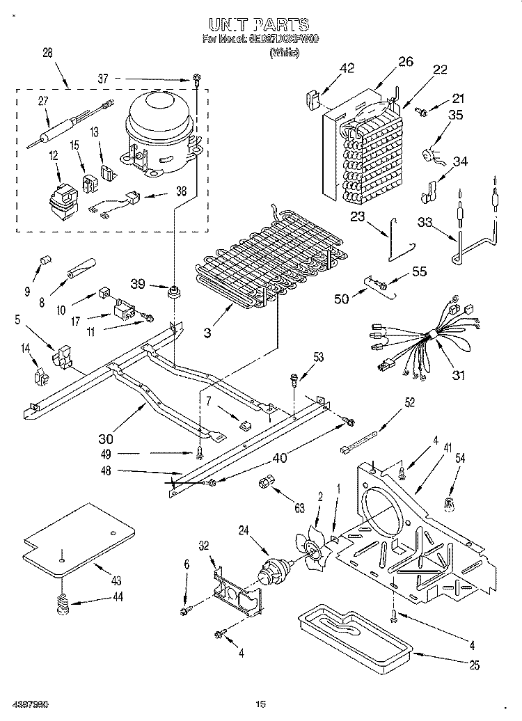 UNIT Diagram and Parts List for 6ED27DQXFW00  Whirlpool Refrigerator