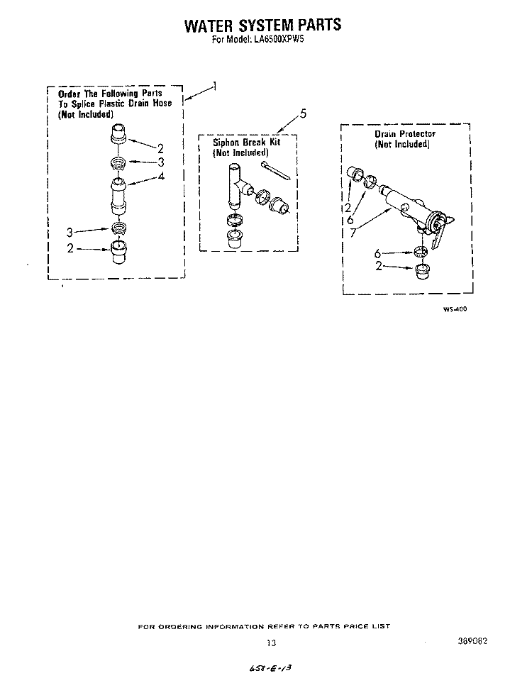 WATER SYSTEM Diagram and Parts List for LA6500XPW5  Whirlpool Washer