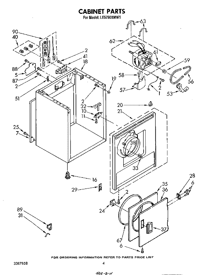 SECTION Diagram and Parts List for LE5750XMW1  Whirlpool Dryer