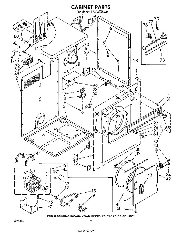 SECTION Diagram and Parts List for LE4930XSW0  Whirlpool Dryer