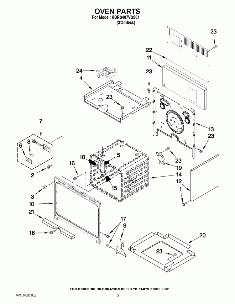 OVEN PARTS Diagram and Parts List for KDRS407VSS01  KitchenAid Range