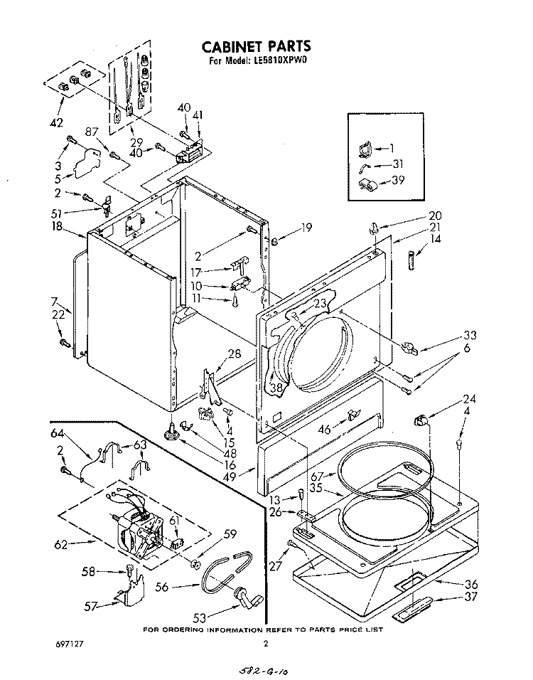 SECTION Diagram and Parts List for LE5810XPW0  Whirlpool Dryer