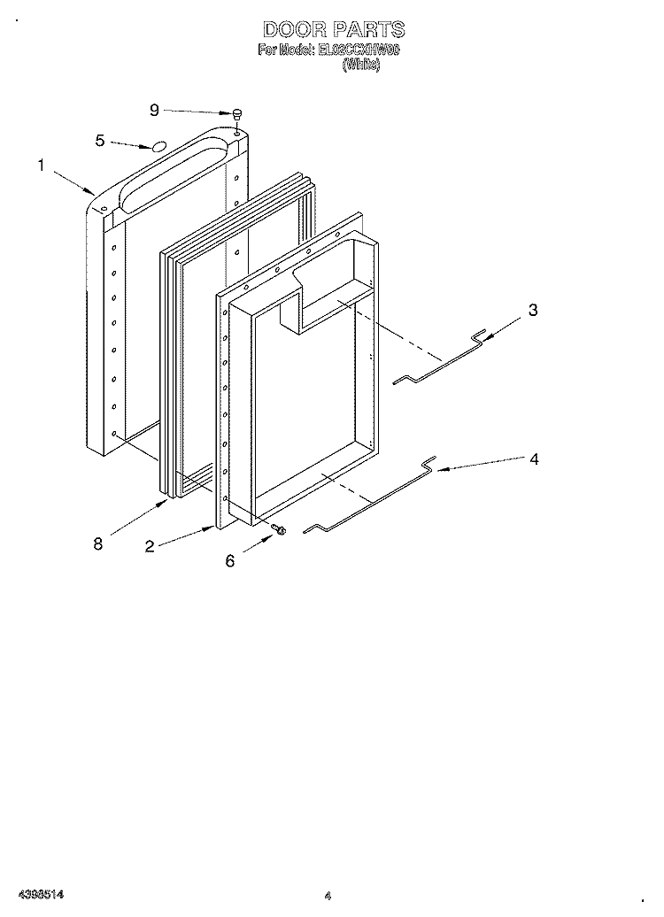 DOOR Diagram and Parts List for EL02CCXHW00  Whirlpool Refrigerator