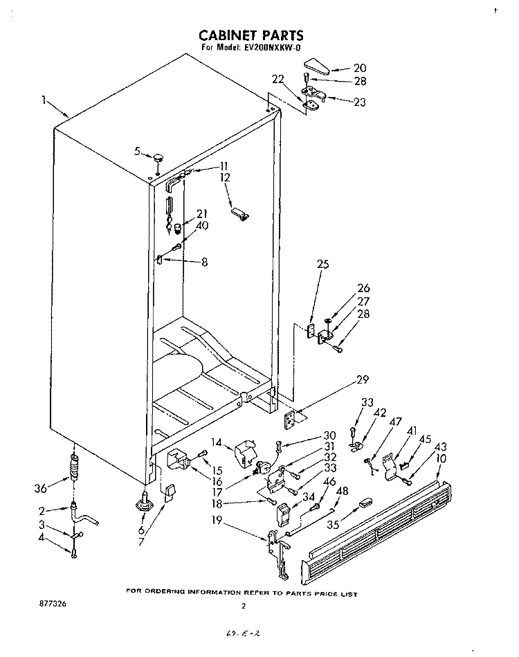 CABINET Diagram and Parts List for EV200NXKW0  Whirlpool Freezer