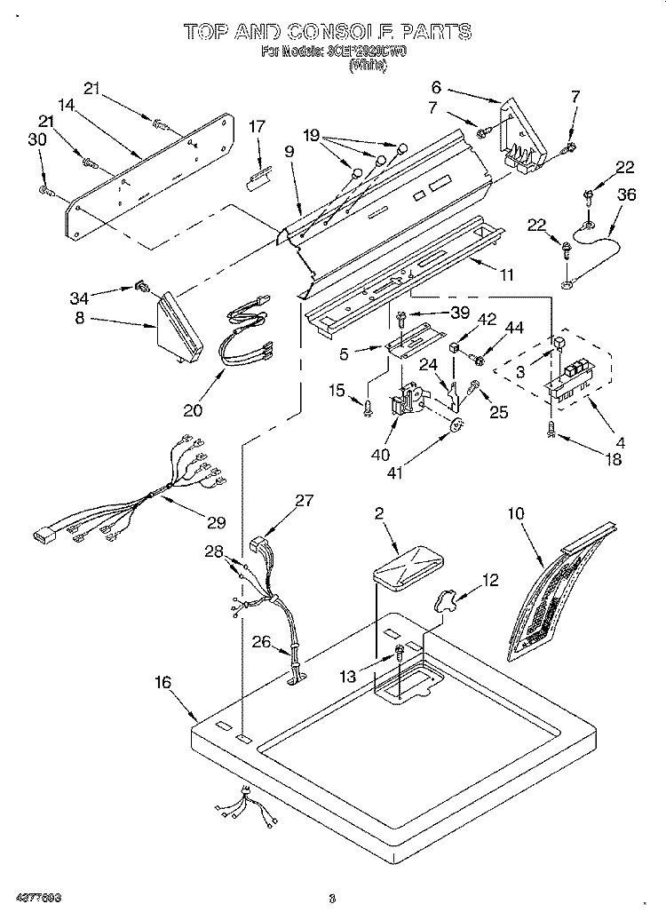 SECTION Diagram and Parts List for 3CEP2920DW0  Whirlpool Dryer