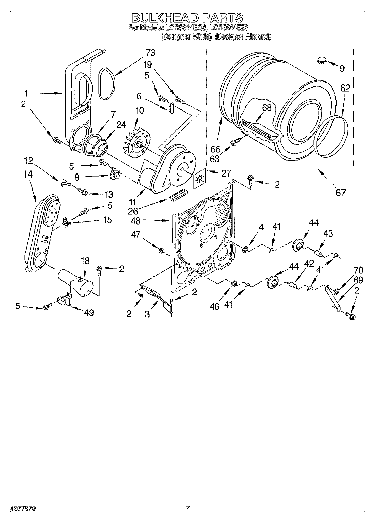 BULKHEAD Diagram and Parts List for LGR5644EQ3  Whirlpool Dryer