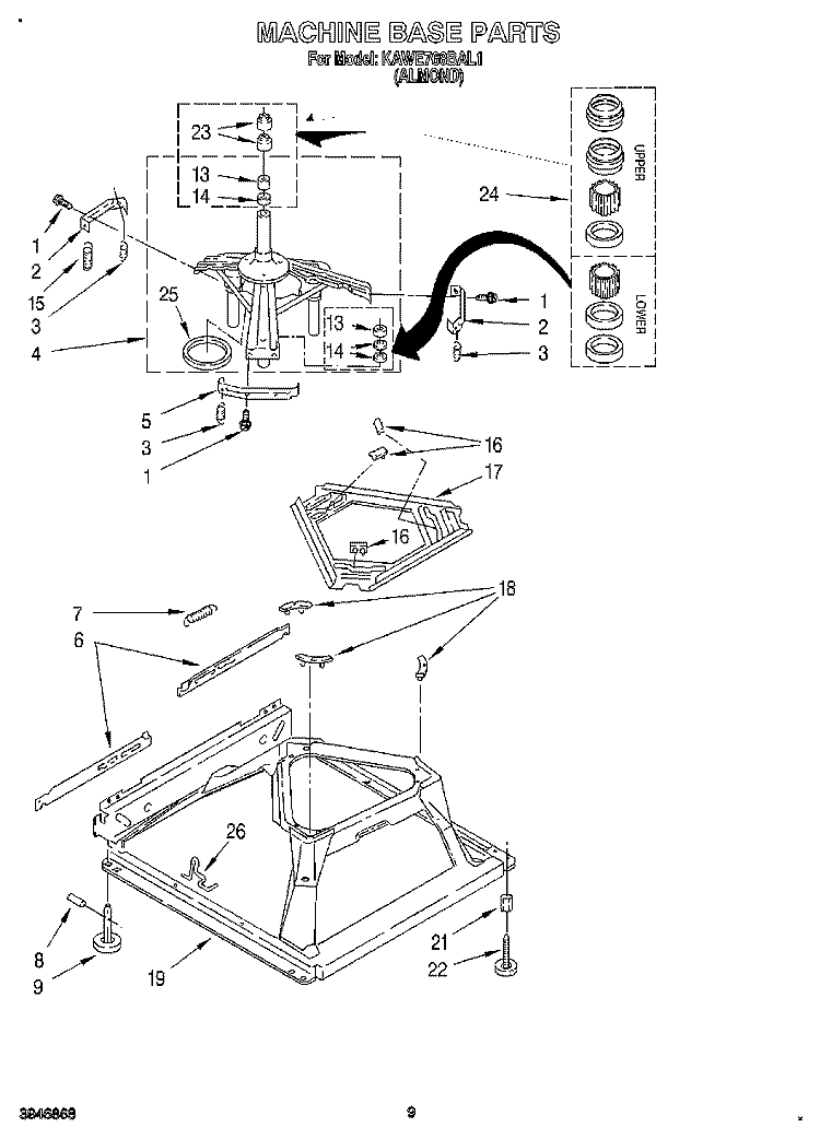 MACHINE BASE Diagram and Parts List for KAWE768BAL1  KitchenAid Washer