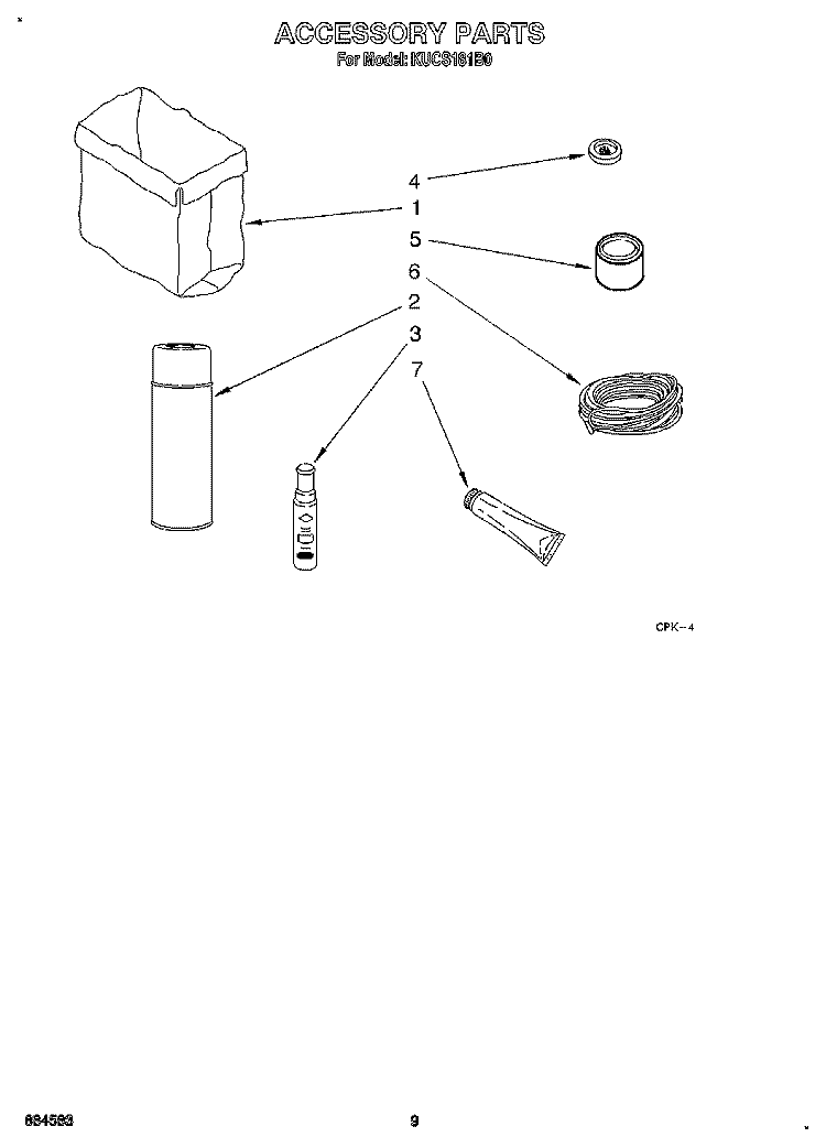 ACCESSORY Diagram and Parts List for KUCS181B0  KitchenAid Trash Compactor