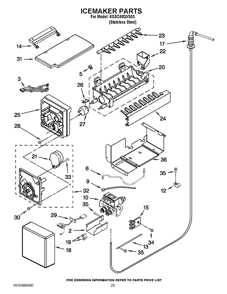 ICEMAKER PARTS Diagram and Parts List for KSSC48QVS03  KitchenAid Refrigerator