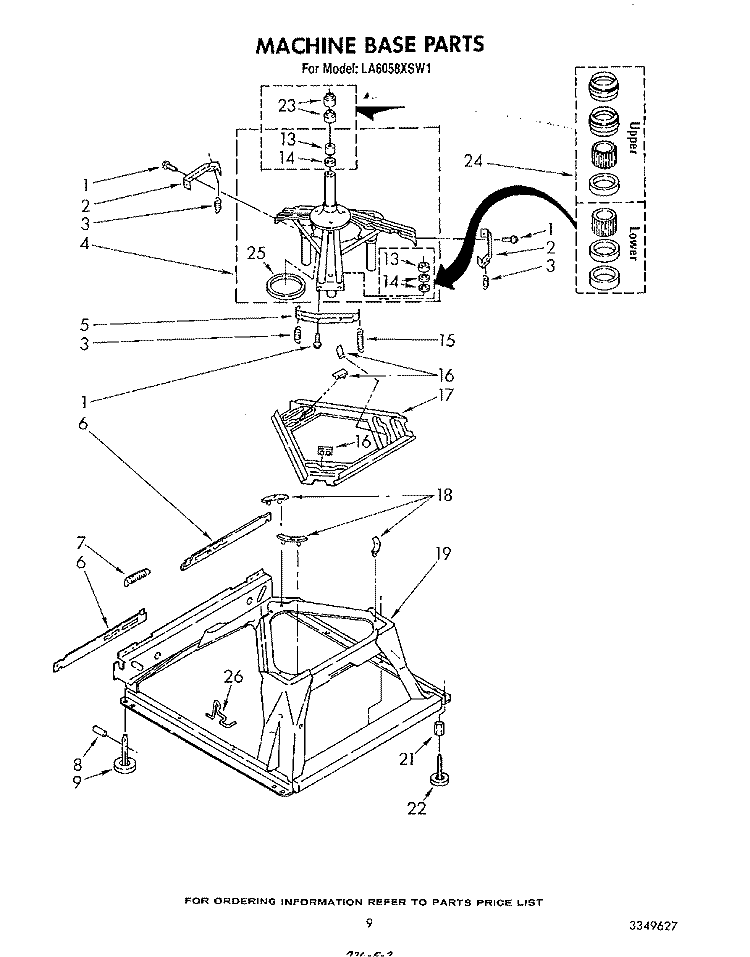 MACHINE BASE Diagram and Parts List for LA6058XSW1  Whirlpool Washer