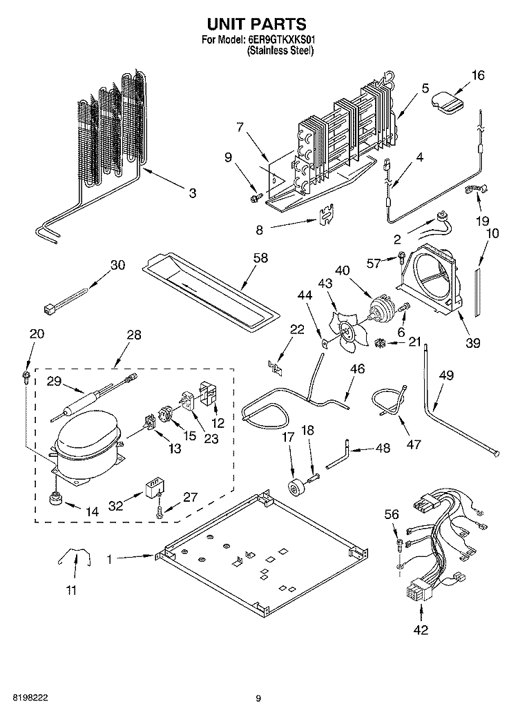 UNIT Diagram and Parts List for 6ER9GTKXKS01  Whirlpool Refrigerator