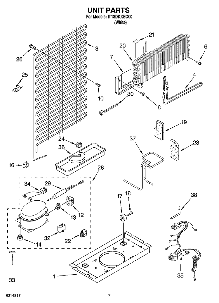 UNIT PARTS Diagram and Parts List for IT18DKXSQ00  Inglis Refrigerator