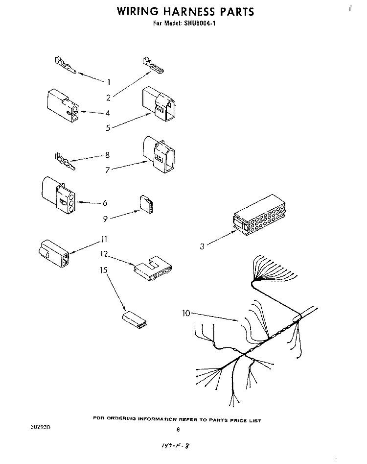 WIRING HARNESS Diagram and Parts List for SHU50041  Whirlpool Dishwasher