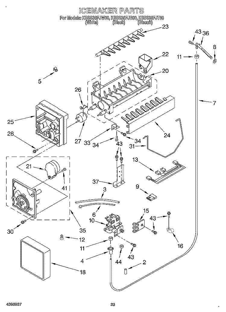 ICEMAKER Diagram and Parts List for KSSS36FJW00  KitchenAid Refrigerator